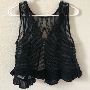 Free People sheer lace button up tank top M